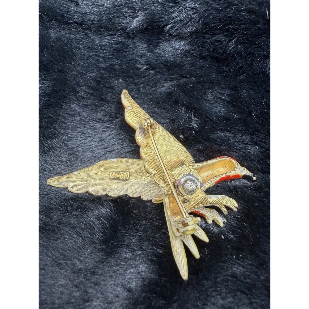 Vintage Arthur Pepper ART Brooch Pin Flying Eagle Bird Enameled Gold Tone Signed